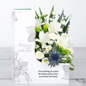 www.flowercard.co.uk White Freesias with Lavender, Santini and Chrysanthemum Sympathy Flowercard
