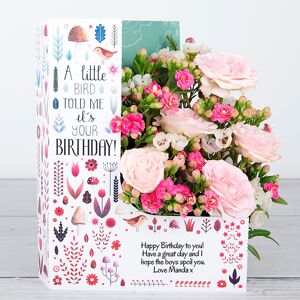 www.flowercard.co.uk Pink Spray Roses, Cerise White Waxflower Birthday Flowers