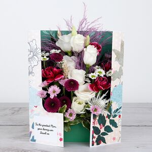 www.flowercard.co.uk Pink Spray Carnations, Button Santini, White Santini with Pink Tree Fern and White Eryngium Flowercard