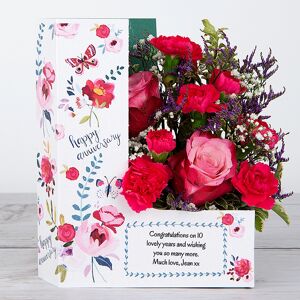 www.flowercard.co.uk Dutch Roses, Bi-purple Spray Carnations with Lilac Limonium and Gypsophila Anniversary Flowers