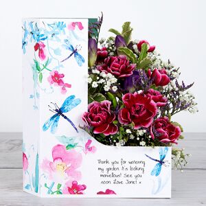 www.flowercard.co.uk Flowercard with Lilac Freesia, Spray Carnations, Lilac Limonium and Gypsophila