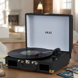 RKW Retro Bluetooth Rechargeable Turntable in Faux Leather Case - Black