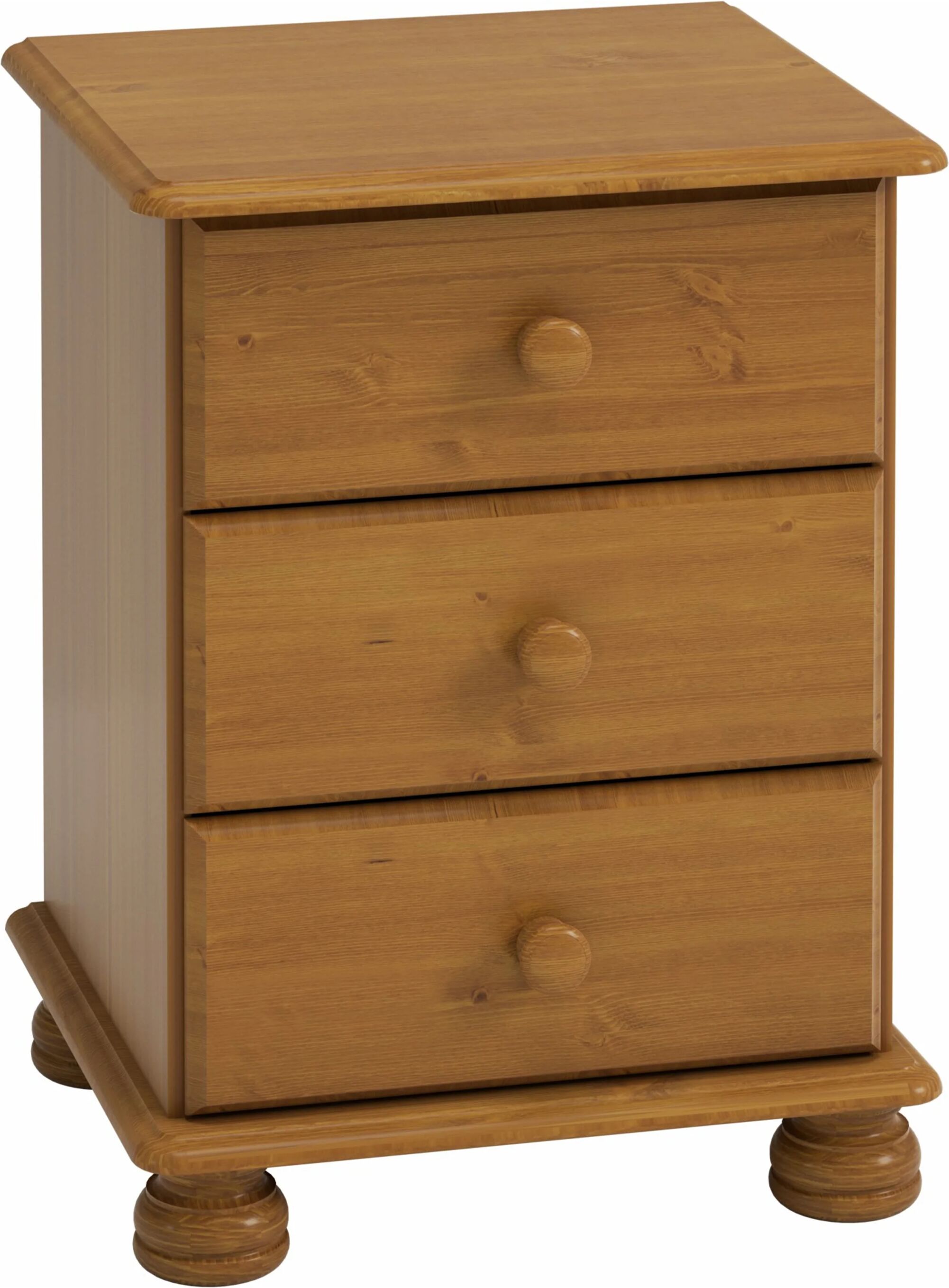 Furniture To Go Richmond 3 Drawer Pine Bedside Cabinet