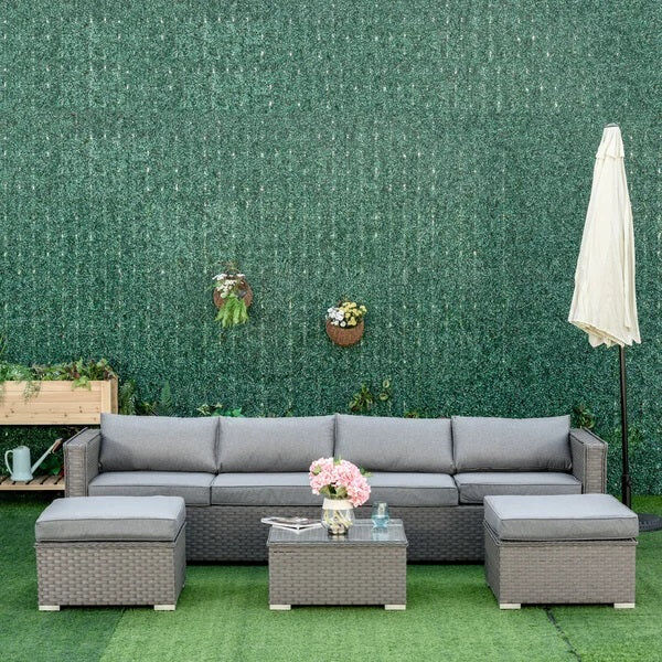 Direct GB Home & Garden Hunningdale 5 PCs PE Rattan Corner Sofa Set Outdoor Conservatory Furniture w/ Cushion