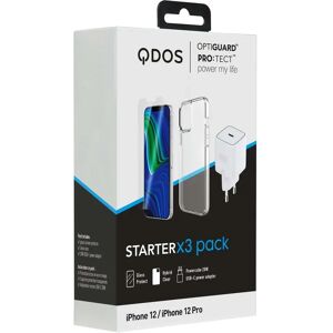 Qdos STARTER PACK for iPhone 12/12 Pro - Case + Screen Protector + Power Adapter