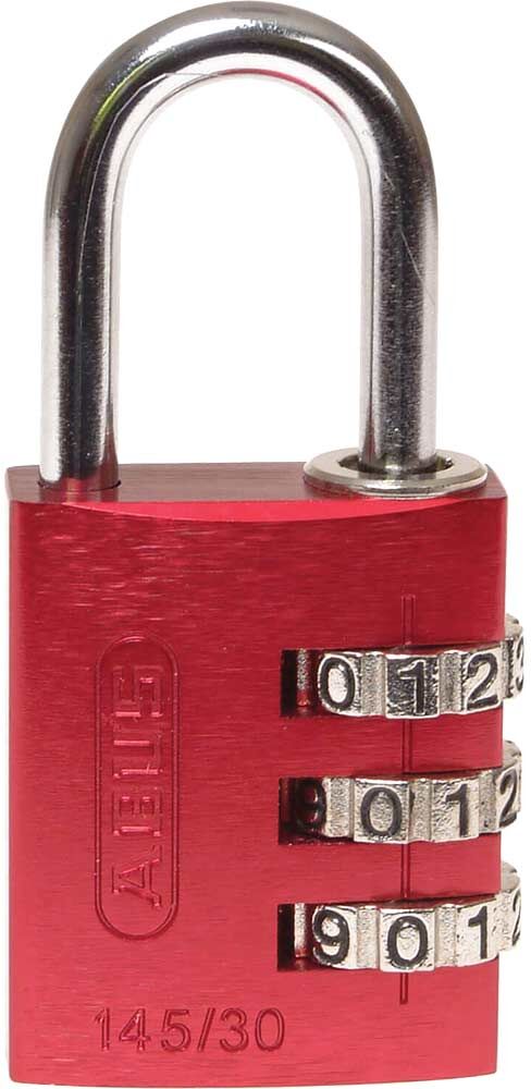 DeWalt Abus 145 Series Aluminium Combination Padlock 30mm Red Standard