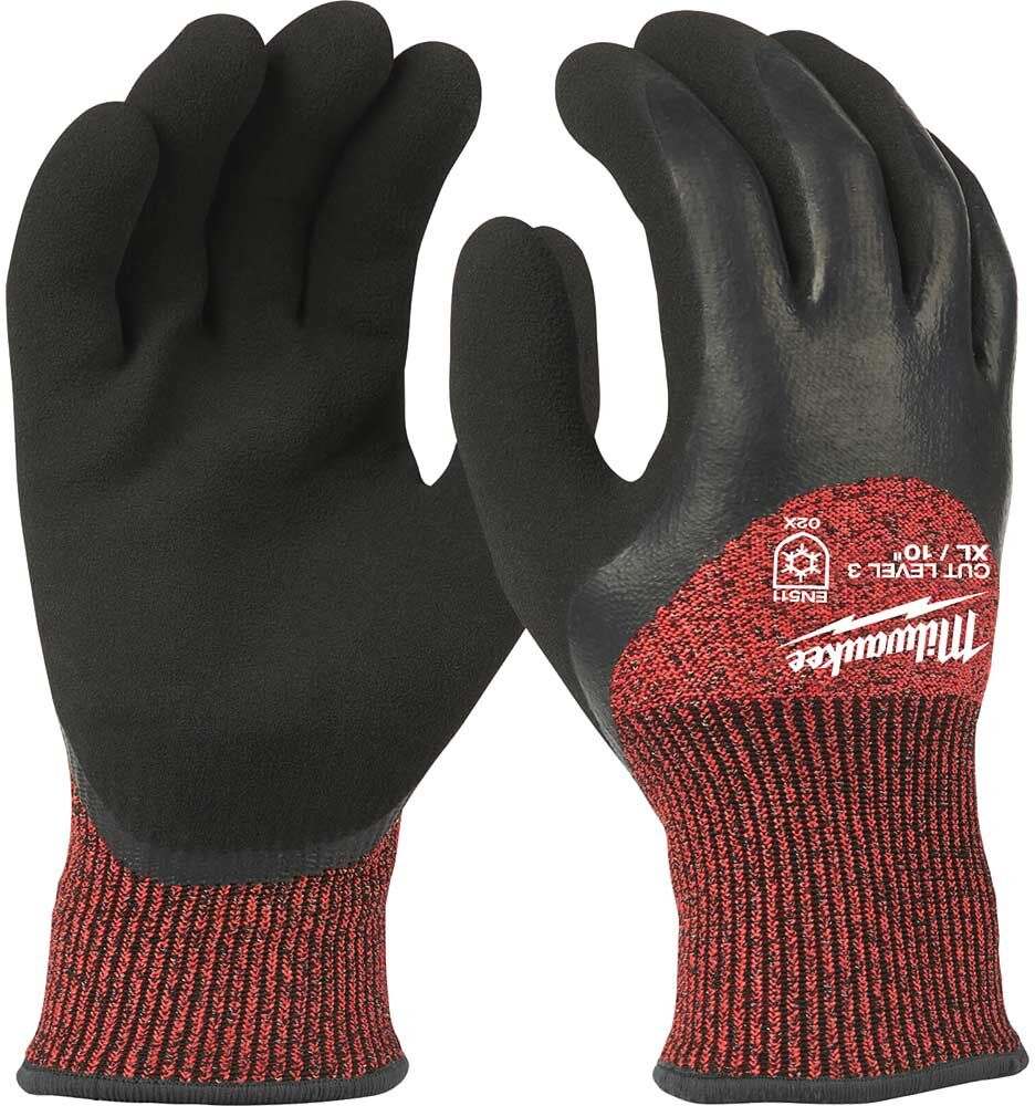DeWalt Milwaukee Winter Lined Cut Level 3 Work Gloves Black / Red XL Pack of 1