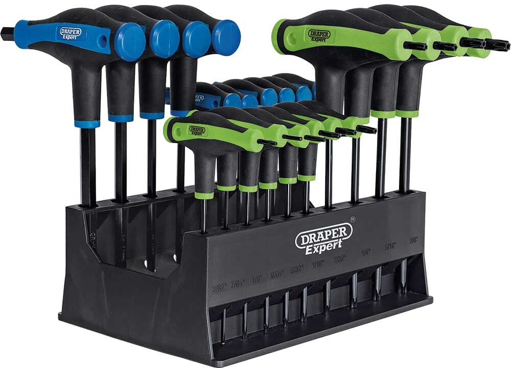 DeWalt Draper 20 Piece Soft Grip T Handle Hex and Torx Key Set