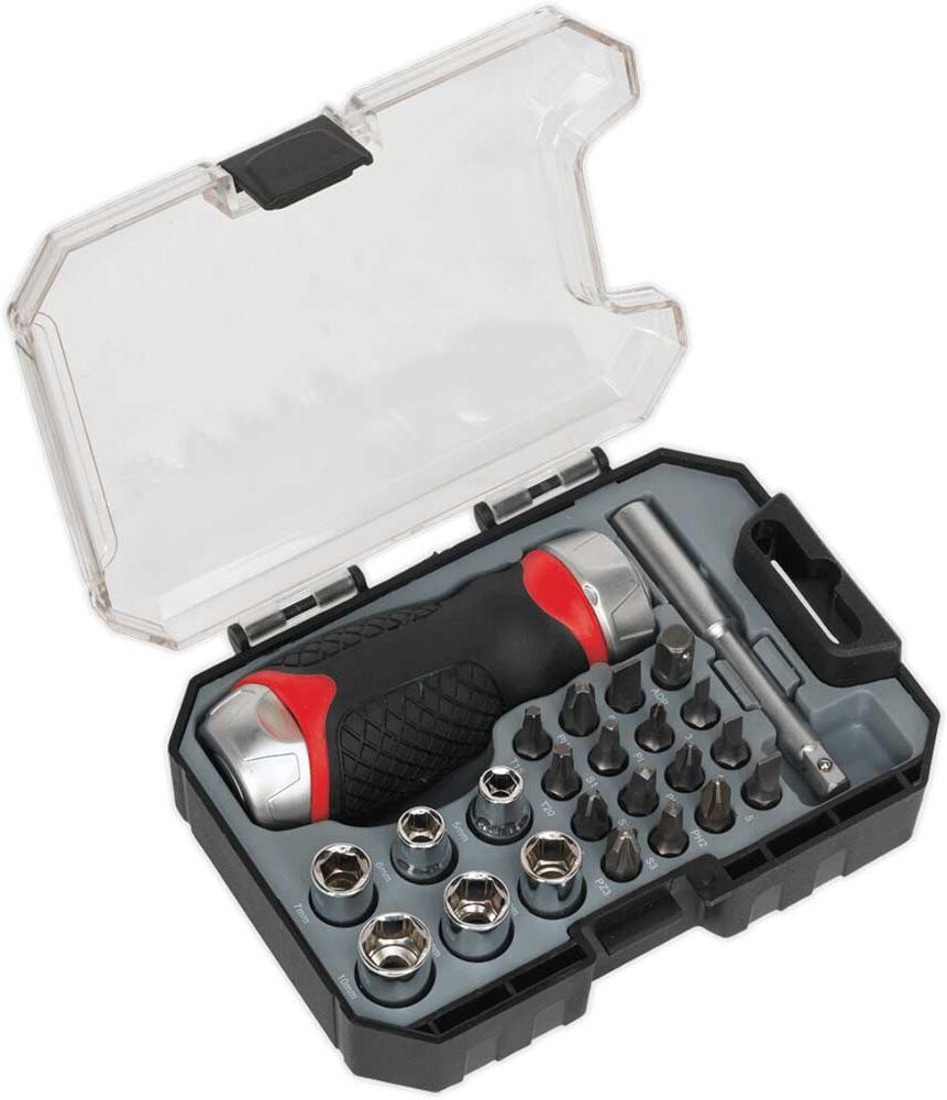 DeWalt Sealey 24 Piece Stubby Ratchet Screwdriver Bit and Socket Set 1/4"