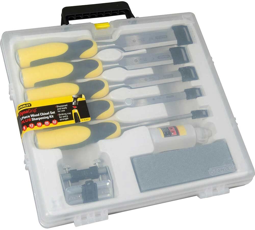 DeWalt Stanley 5 Piece Dynagrip Chisel Set and Sharpening Kit