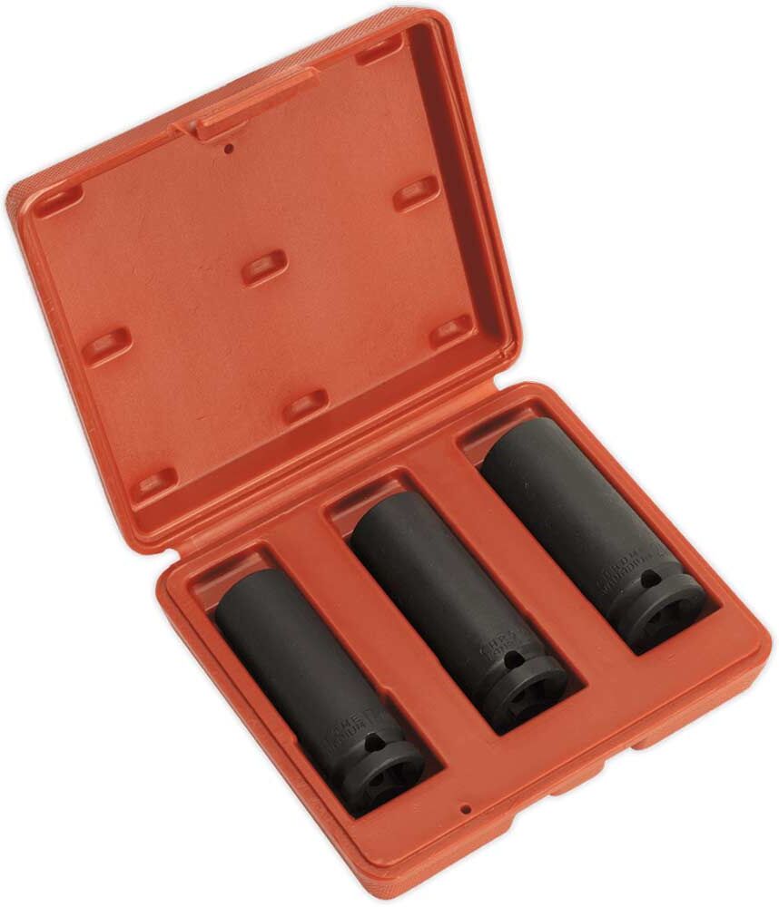 DeWalt Sealey 3 Piece 1/2" Drive Deep Hexagon WallDrive Impact Socket Set 1/2"
