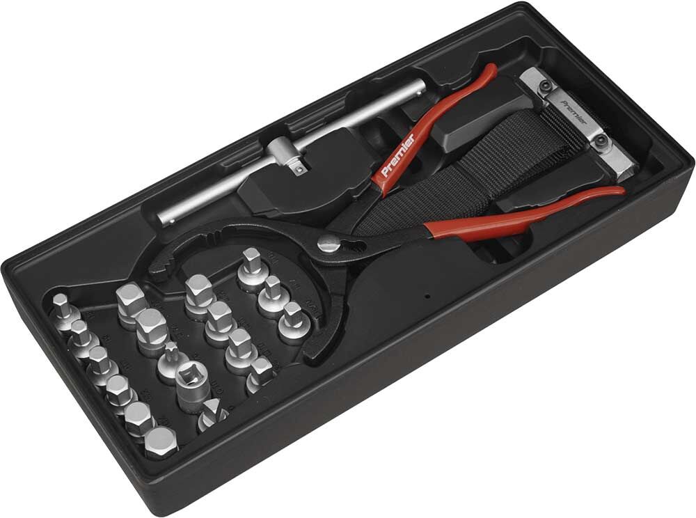 DeWalt Sealey 21 Piece Oil Filter Wrench, Pliers and Drain Plug Kit in Module Tray