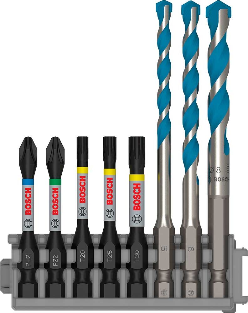 DeWalt Bosch 8 Piece Impact Screwdriver and Multi Construction Drill Bit Set
