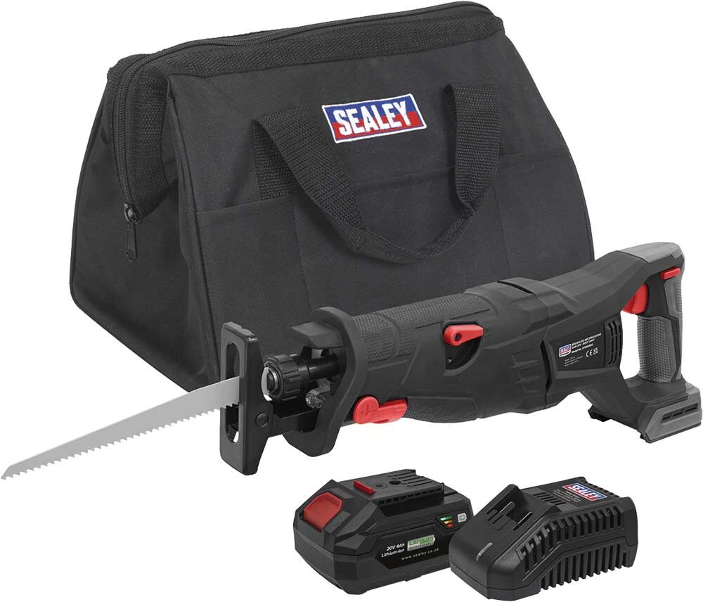 DeWalt Sealey CP20VRSX 20v Cordless Brushless Reciprocating Saw 1 x 4ah Li-ion Battery Charger Bag