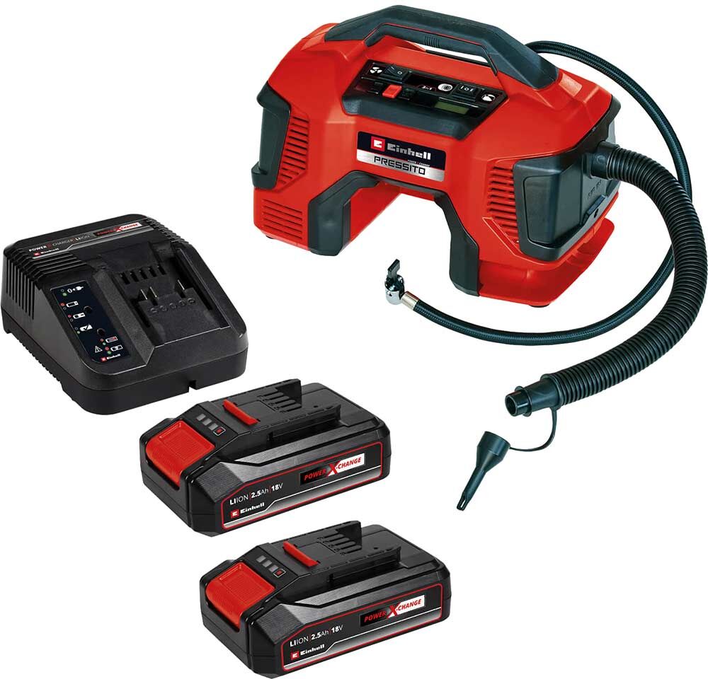 DeWalt Einhell PRESSITO 18/21 18v Cordless Air Compressor Pump and Inflator 2 x 2.5ah Li-ion Battery Charger