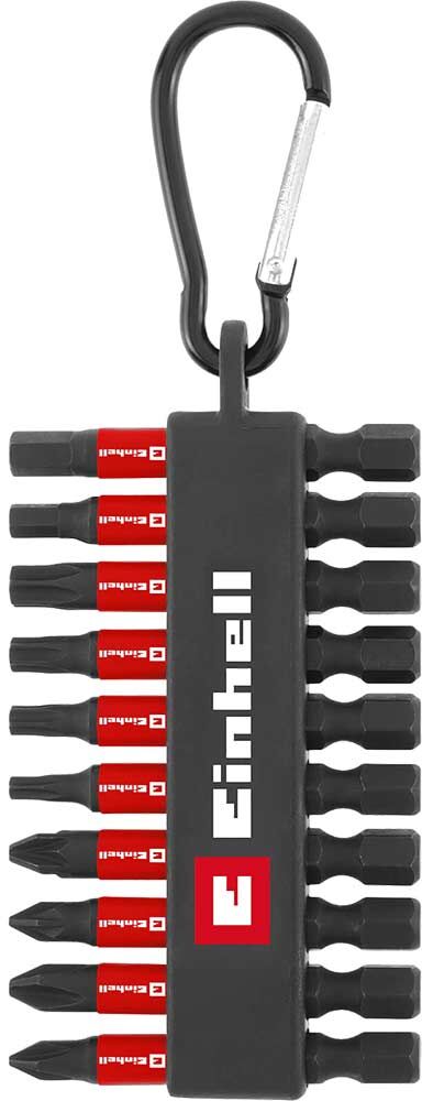 DeWalt Einhell 10 Piece Impact Screwdriver Bit Set on Snap Hook Carabiner