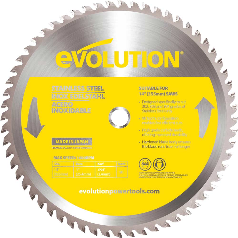 DeWalt Evolution Stainless Steel Cutting Saw Blade 355mm 90T 25.4mm