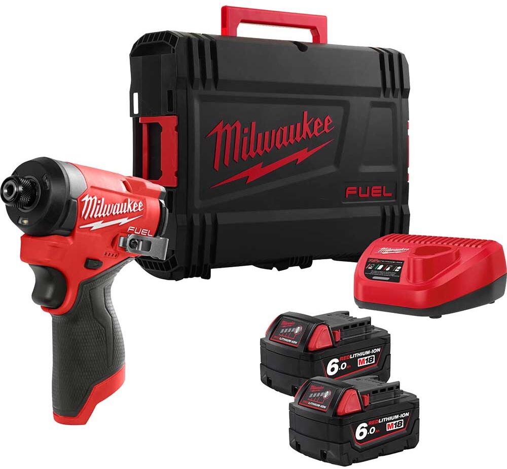 DeWalt Milwaukee M12 FID2 Fuel 12v Cordless Brushless Impact Driver 2 x 6ah Li-ion Battery Charger Case
