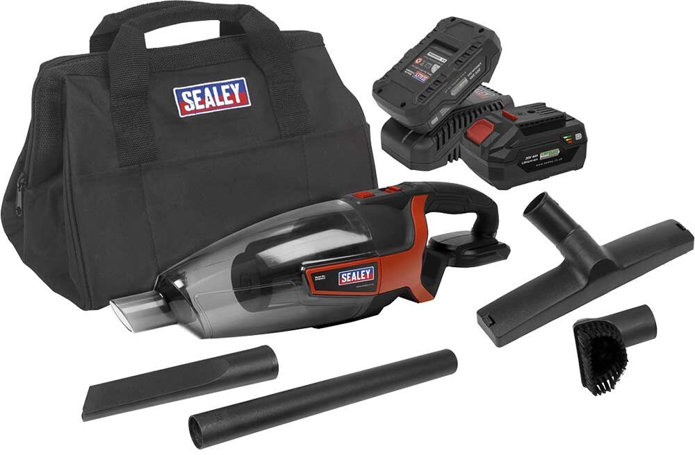 DeWalt Sealey CP20VCV 20v Cordless Handheld Vacuum Cleaner 1 x 2ah & 1 x4ah Li-ion Battery Charger Bag