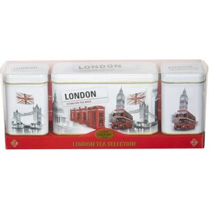 New English Teas Iconic London Scenes Black & White Tea Selection Triple Mini Tin Gift Pack