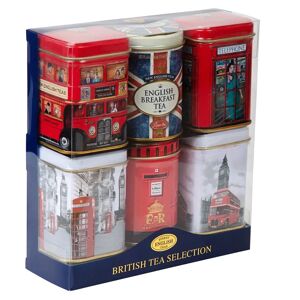 New English Teas Best of British Six Mini Tin Gift Pack With Loose-Leaf Black Tea
