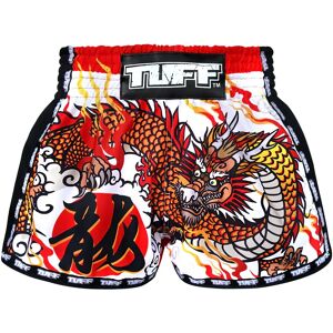 TUFF Sport MRS204 TUFF Muay Thai Shorts Retro Style White Chinese Dragon - White