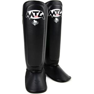 SF1 MTG Pro Black Leather Shin Pads - Black