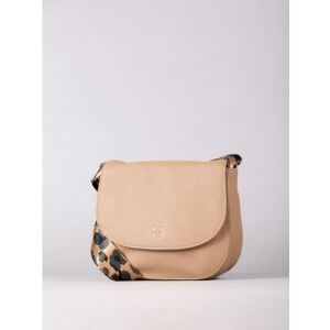 Lakeland Leather Alston Leather Saddle Bag in Camel with Leopard Print Canvas Strap - Brown