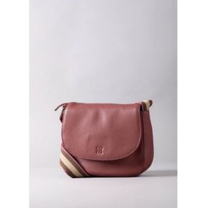 Lakeland Leather Alston Leather Saddle Bag in Pink with Canvas Strap - Pink