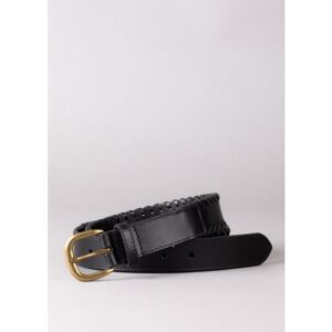 Lakeland Leather Wray Whip Stitch Leather Belt in Black - Black