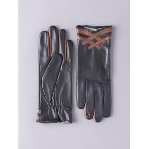 Lakeland Leather Daisy Contrasting Leather Gloves in Black - Black