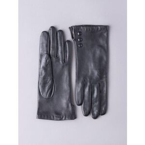 Lakeland Leather Beatrice Button Detail Leather Gloves in Black - Black
