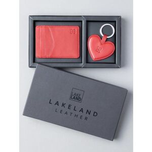 Lakeland Leather Leather Credit Card Holder & Key Ring Gift Set in Red - Red