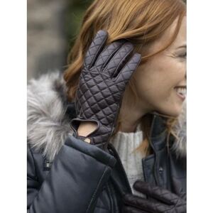 Lakeland Leather Tarn Leather Quilted Gloves in Berry - Red