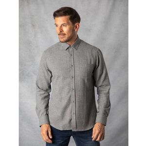 Lakeland Leather Joshua Houndstooth Check Brushed Shirt in Charcoal - Grey