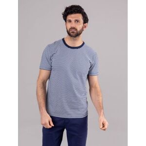 Lakeland Leather Heath Cotton Stripe T-Shirt in Navy and White - Blue