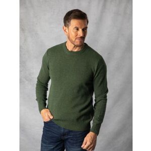 Lakeland Leather British Lambswool Crew Neck Jumper in Forest Green - Green