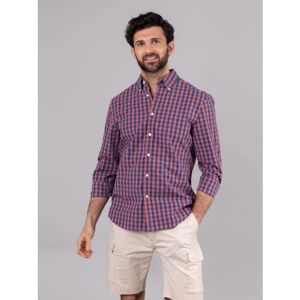 Lakeland Leather Warrick Cotton Mini Grid Check Shirt in Red - Red