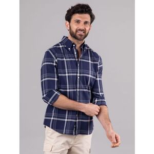 Lakeland Leather Warrick Cotton Check Shirt in Navy and White - Blue