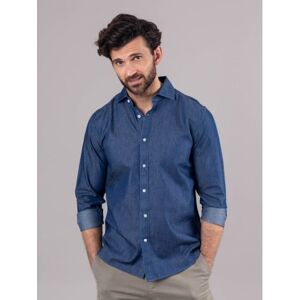 Lakeland Leather Lee Chambray Cotton Denim Shirt in Dark Blue - Blue