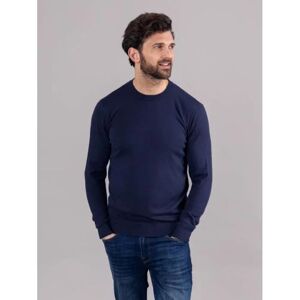 Lakeland Leather Wilson Cotton Crew Neck Jumper in Navy - Blue