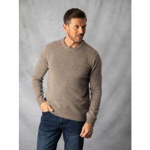 Lakeland Leather British Lambswool Crew Neck Jumper in Oatmeal - Beige