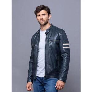 Lakeland Leather Charlie Leather Racer Jacket in Navy - Blue