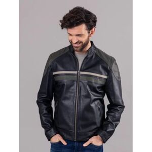 Lakeland Leather Bowcroft Contrast Stripe Leather Jacket in Black - Black