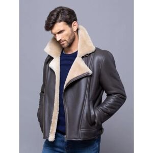 Lakeland Leather Hurricane Sheepskin Aviator Jacket in Dark Brown - Brown