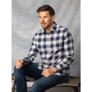 Lakeland Leather Leo Brushed Cotton Gingham Shirt in Navy and Grey - Blue
