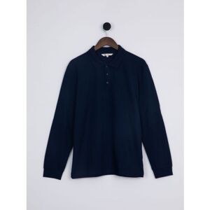 Lakeland Leather Long Sleeve Polo Shirt in Navy - Blue