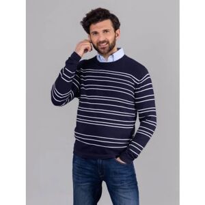 Lakeland Leather Wyatt Striped Crew Neck Jumper in Navy - Blue