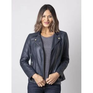 Lakeland Leather Kylee Classic Leather Biker Jacket in Blueberry - Blue