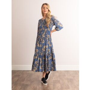 Lakeland Leather Tiffany Floral Midi Dress in Blue - Blue